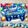 Level Up Video Game Birthday Party Banner, Polyester Backdrop for Home Room Wall Decor