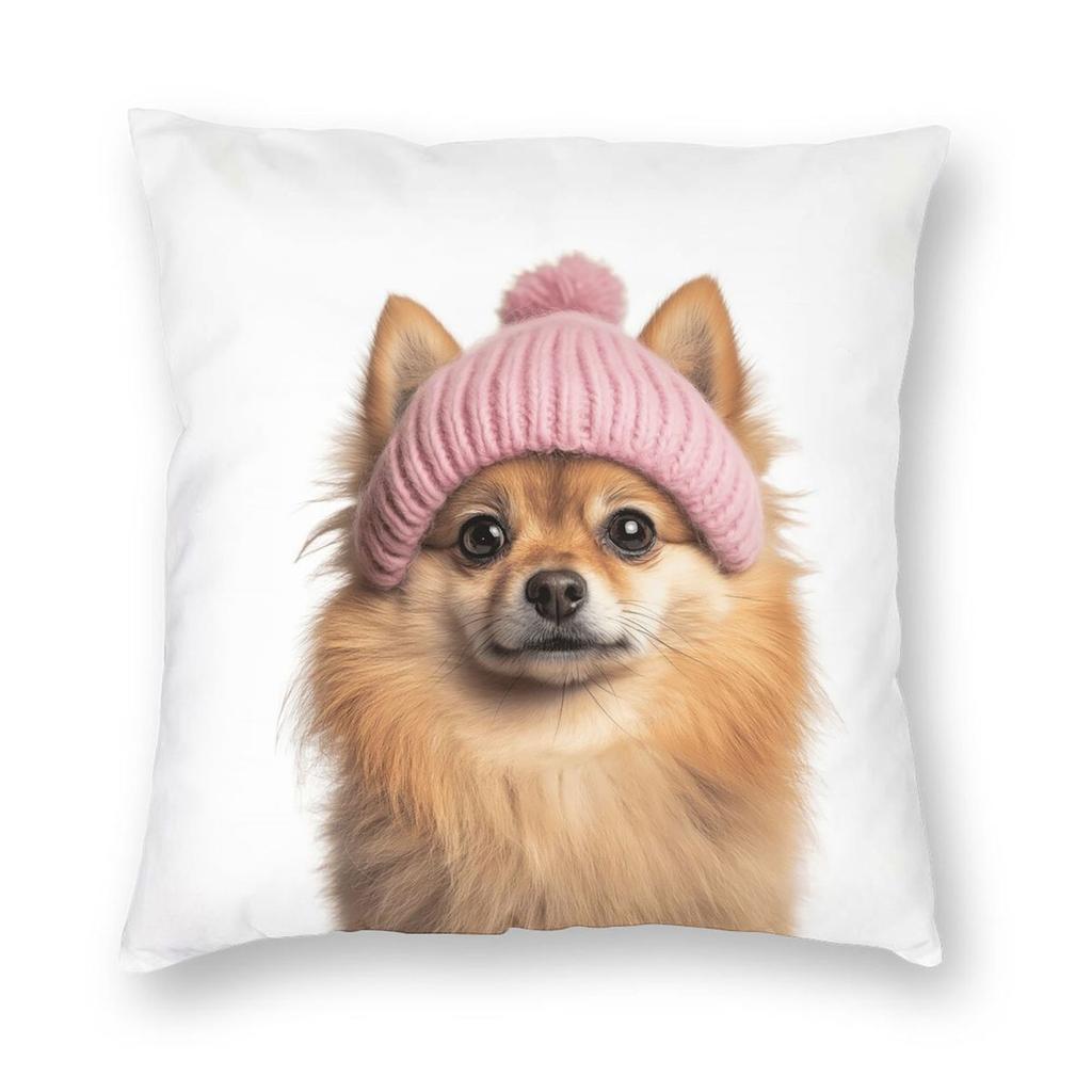 Cute Pomeranian Dog Square Pillowcase Pillow Cover Cushion Throw Pillow for Home Bedroom Car