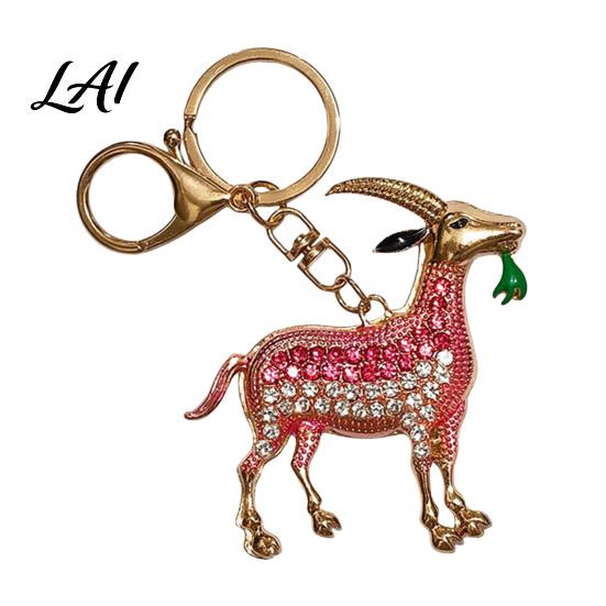 Goat Keyring Accessory Keychain with Sparkling Rhinestones Metal Animal Pendant for Decorative Handbag Charm Car Keys Backpacks Handbags Gift Lovers