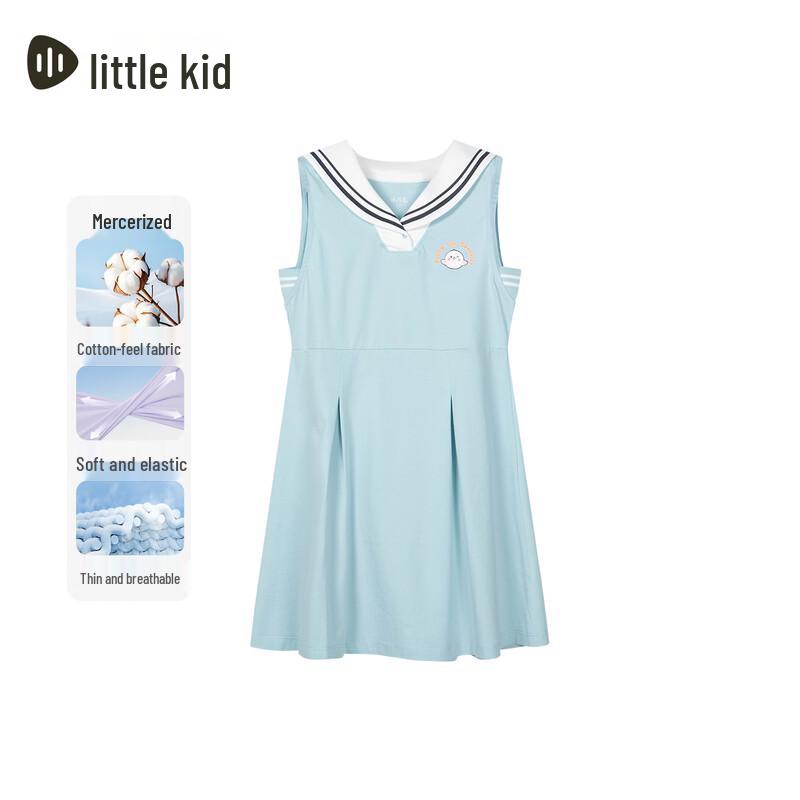 Girls Navy Collar Short-Sleeve Summer Dress 120