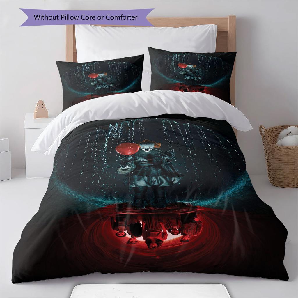 Pennywise Pattern Bedding Home Decoration Birthday Gift ( 1 duvet cover + 2 pillowcase, without core),fan merchandise.