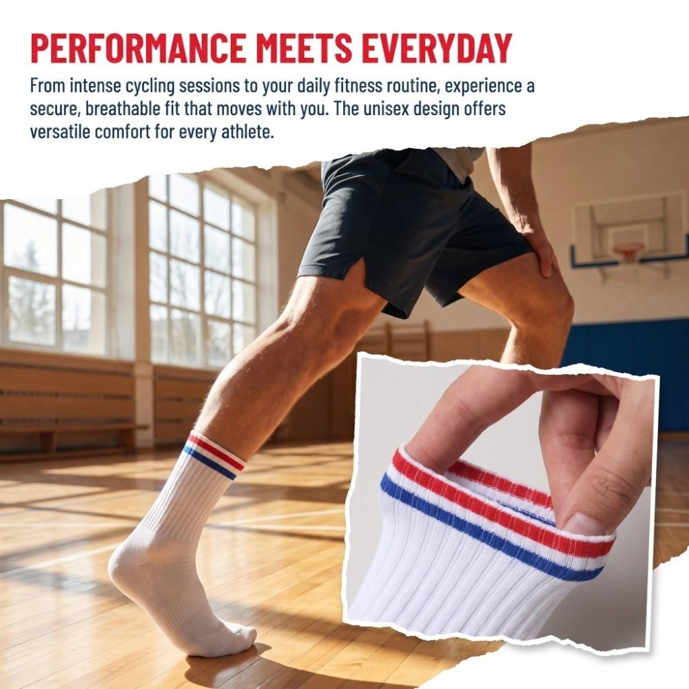 Breathable Cycling Socks with Anti-Slip Silicone Sports Socks Durable Road Socks For Sports Stripe