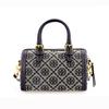 Tory Burch T Monogram Canvas And Leather Boston Bag Women Handbags Navy-Blue 82939-405