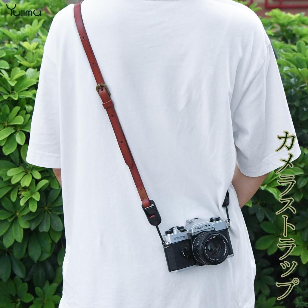 Camera Strap Camera Neck Strap Anchor Links Genuine Leather 3 Layer Structure with Triangular Ring Adjustable for Retro Brown [Yullmu] SLR/Mirrorless