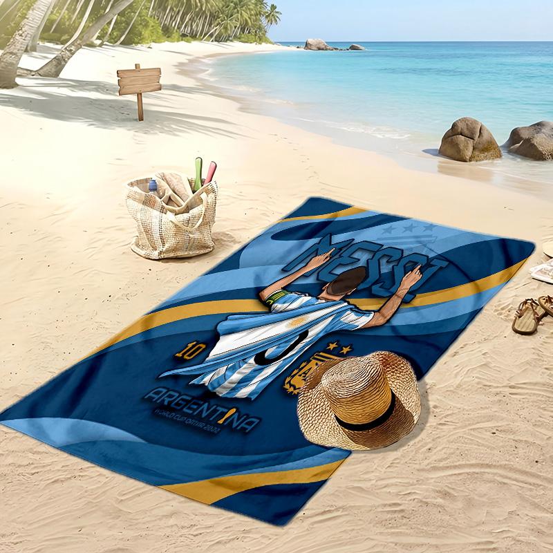 Asciugamano da Spiaggia Stampa Calcio Argentina Asciugatura Rapida Super Assorbente Morbido Asciugamano da Bagno per Nuoto Spiaggia Viaggio Souvenir Regalo per Fan
