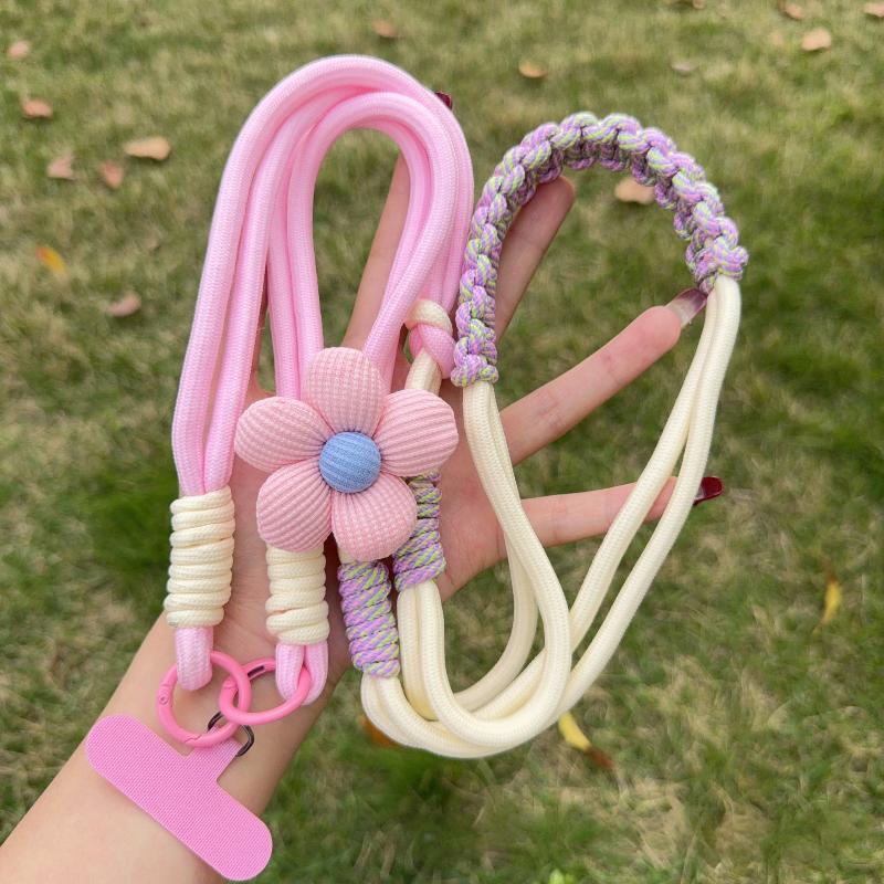 Universal Cartoon Flower Phone Lanyard Durable Crossbody Long Rope Adjustable Neck Strap for Outdoor Activities Gift