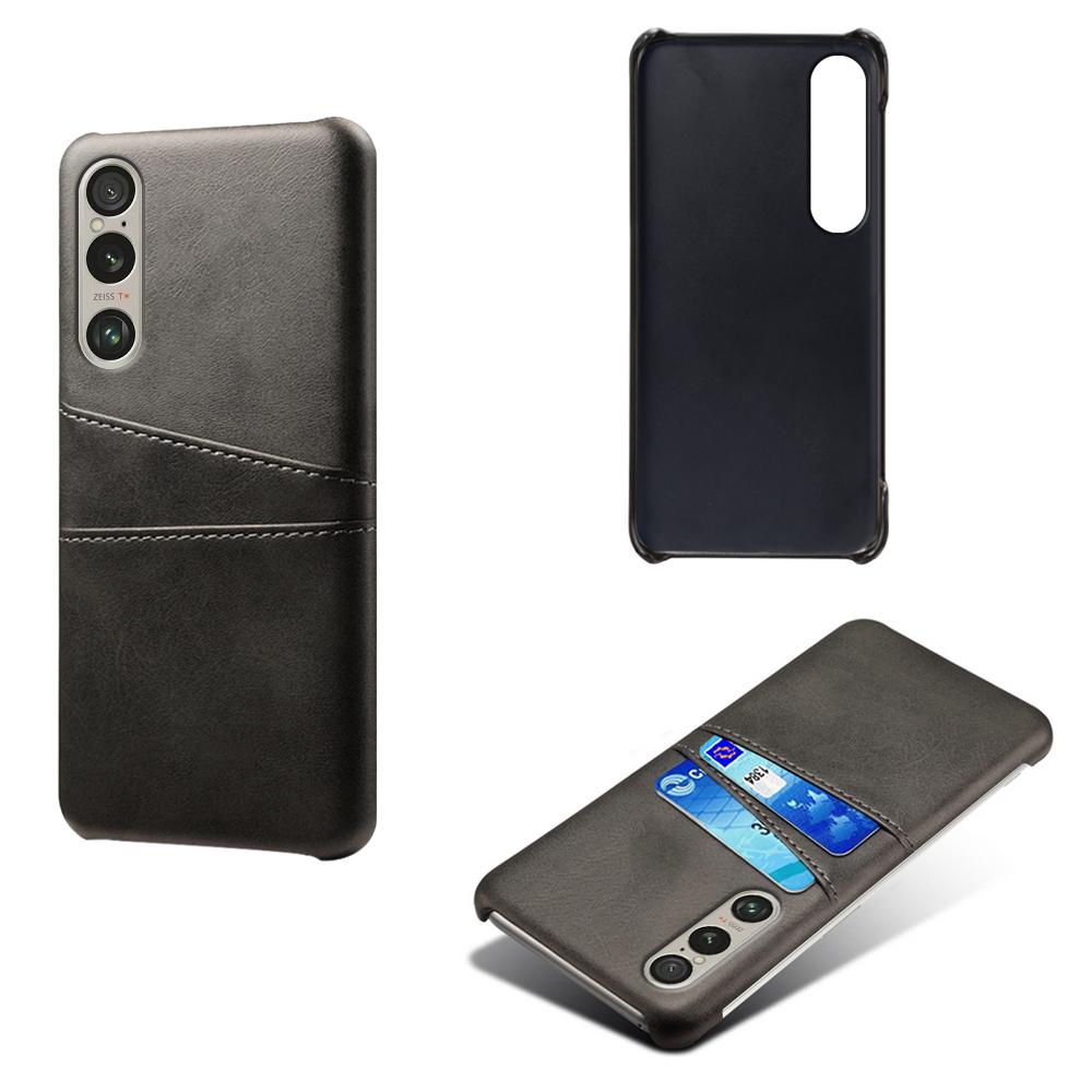 For Sony Xperia 1 VI Case Dual Card Slots PU Leather PC Hard Phone Cover