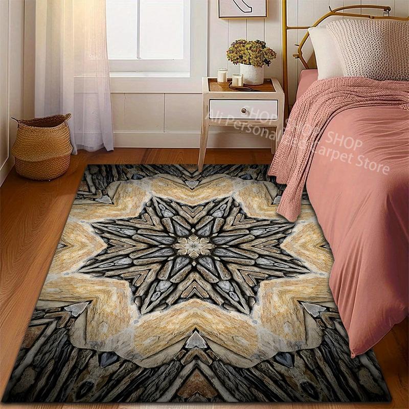 1PC Stone Mosaic Art Printed Carpet for Living Room Bedroom Sofa Home Decoration Non-slip Floor Mat Modern Carpet Large Size