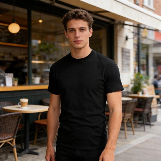 Herren Schlankes T-Shirt Rundhals Kurzarm Sommer T-Shirt Lässig Einfarbiges T-Shirt für Fitnessstudio Straße Strandbekleidung
