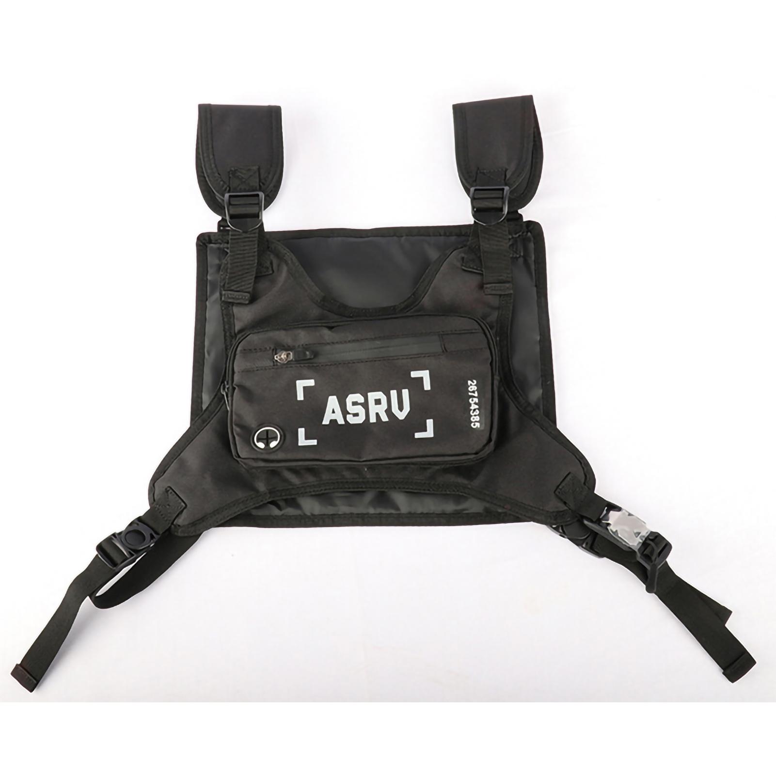Waterproof Chest Bag Wear Resistant Nylon Chest Pack for Outdoor Sports Adjustable StrapsWhite black