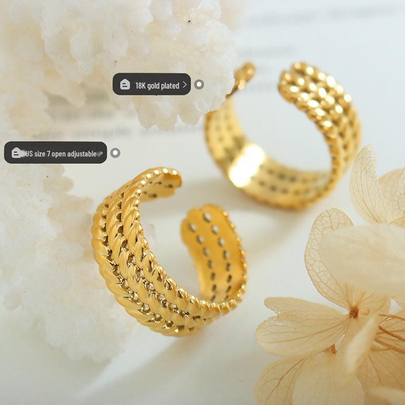18K Gold-Plated Adjustable Geometric Ring - Autumn/Winter Collection