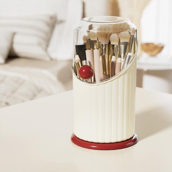 Makyaj Fırçası Tutucu 3 Bölmeli Kozmetik Düzenleyici Şeffaf Toz Geçirmez Kapaklı Makyaj Fırçaları Fincanı Kalemlik Makyaj Masası Kaş Kalemleri Eyelinerlar için