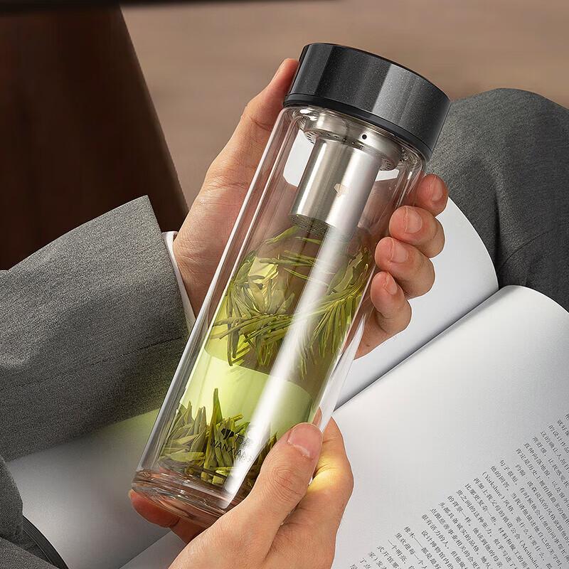 WANXIANG Double-Walled Borosilicate Glass Tea Tumbler