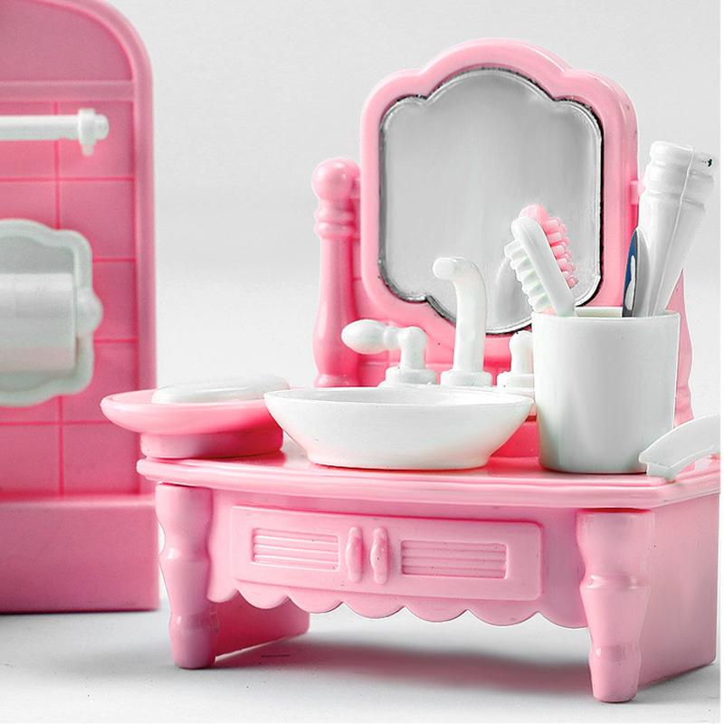 Cute Kawaii Pink Miniature Dollhouse Furniture Accessory Kids Toy For Kidss Kitchen Cooking Things For Girl Gifts
