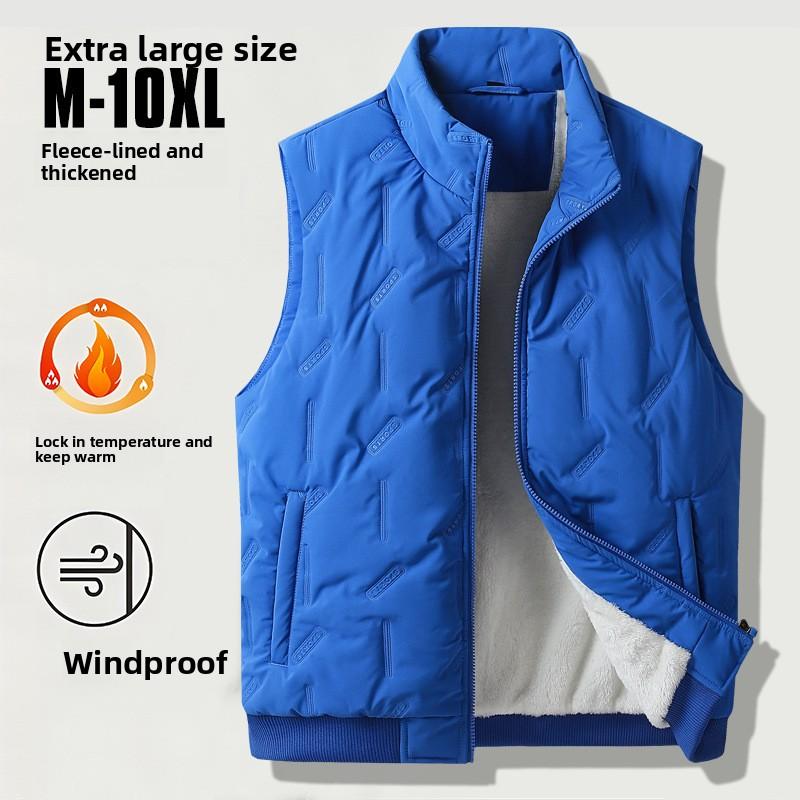 Herren Übergröße Daunen Baumwolle Weste Herbst Winter Warme Weste Fleece Partner Outfit Neu Lässige Ärmellose Jacke