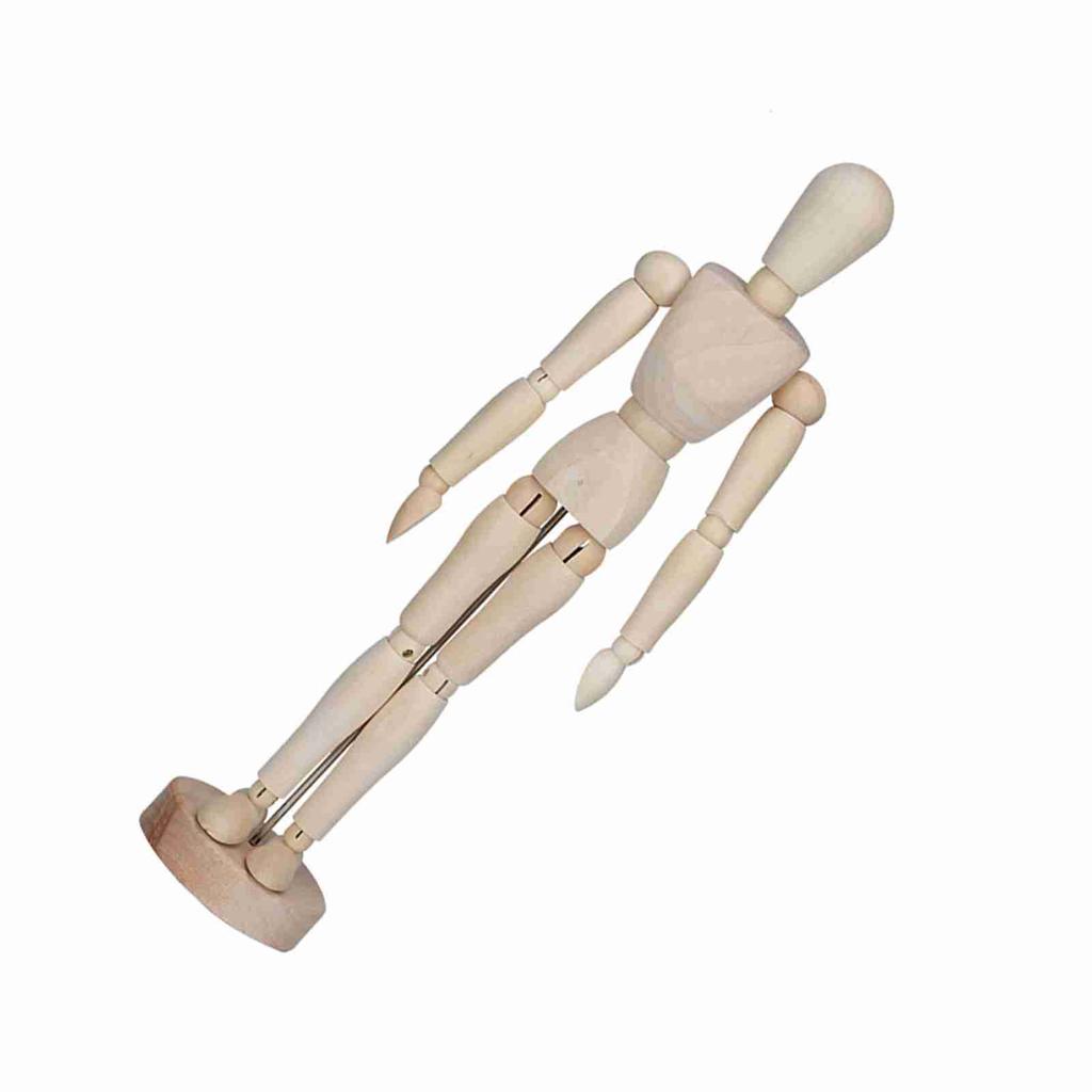 Maniquí de dibujo de artista de madera, maniquí articulado con base y cuerpo flexible