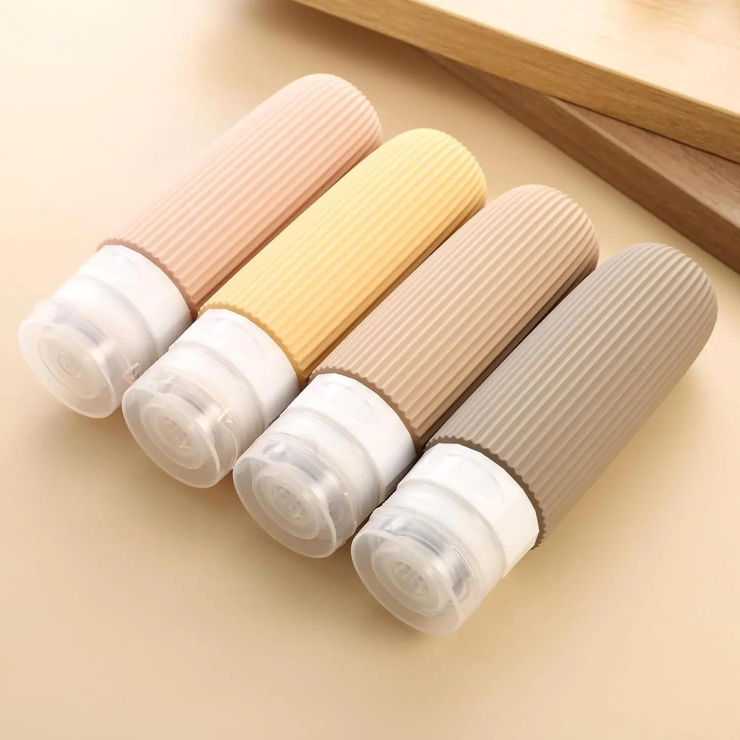 

4 шт. Непротекаемые сжимаемые силиконовые дорожные бутылочки дорожного размера для туалетных принадлежностей, одобренные 3 унции портативные дорожные бутылочки 90ml&Silicone