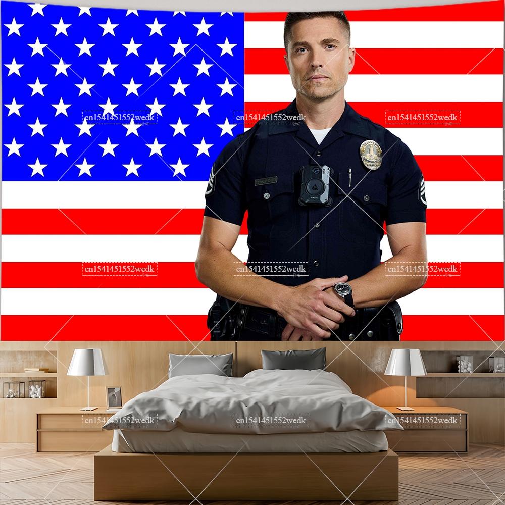

Tim Brad Ford Pink American Flag Lucy Chen The Rookie Tapestry Decor Home Decoration College Dorm Wallpaper Background Cloths 74x94cm(29x37in)