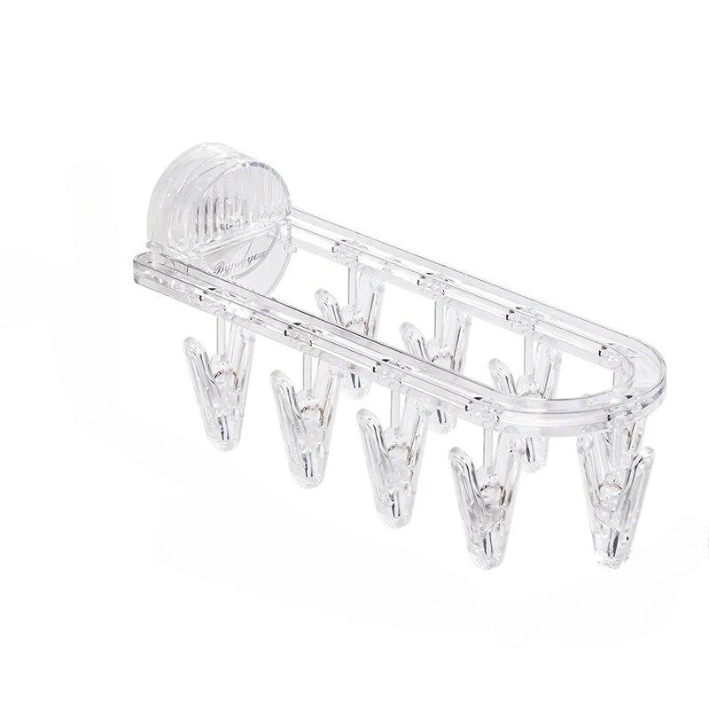 

1 шт. сушилка для ванной на присоске, складная сушилка для носков, бытовая вешалка для одежды, многозажимная сушилка для носков, артефакт белый