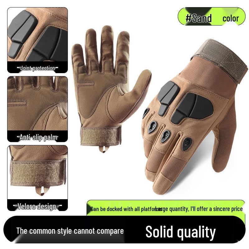 Men's Full-Finger Outdoor Tactical Gloves - Cut-Resistant, Wear-Resistant for Motorcycle Riding & Combat