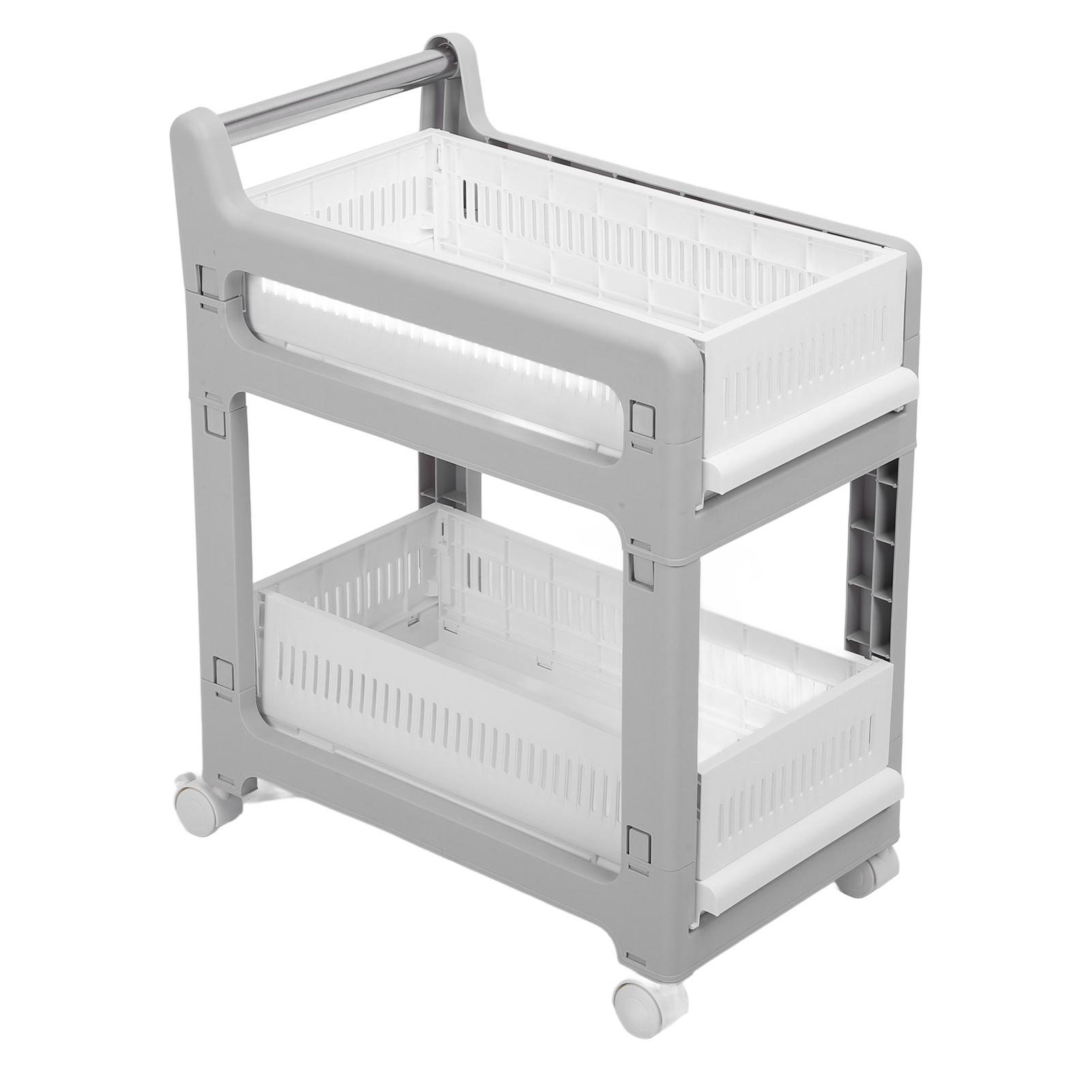 Storage Trolley Sliding Drawers Rolling Utility Cart with   Wheel for Kitchen Bathroom Bedroom