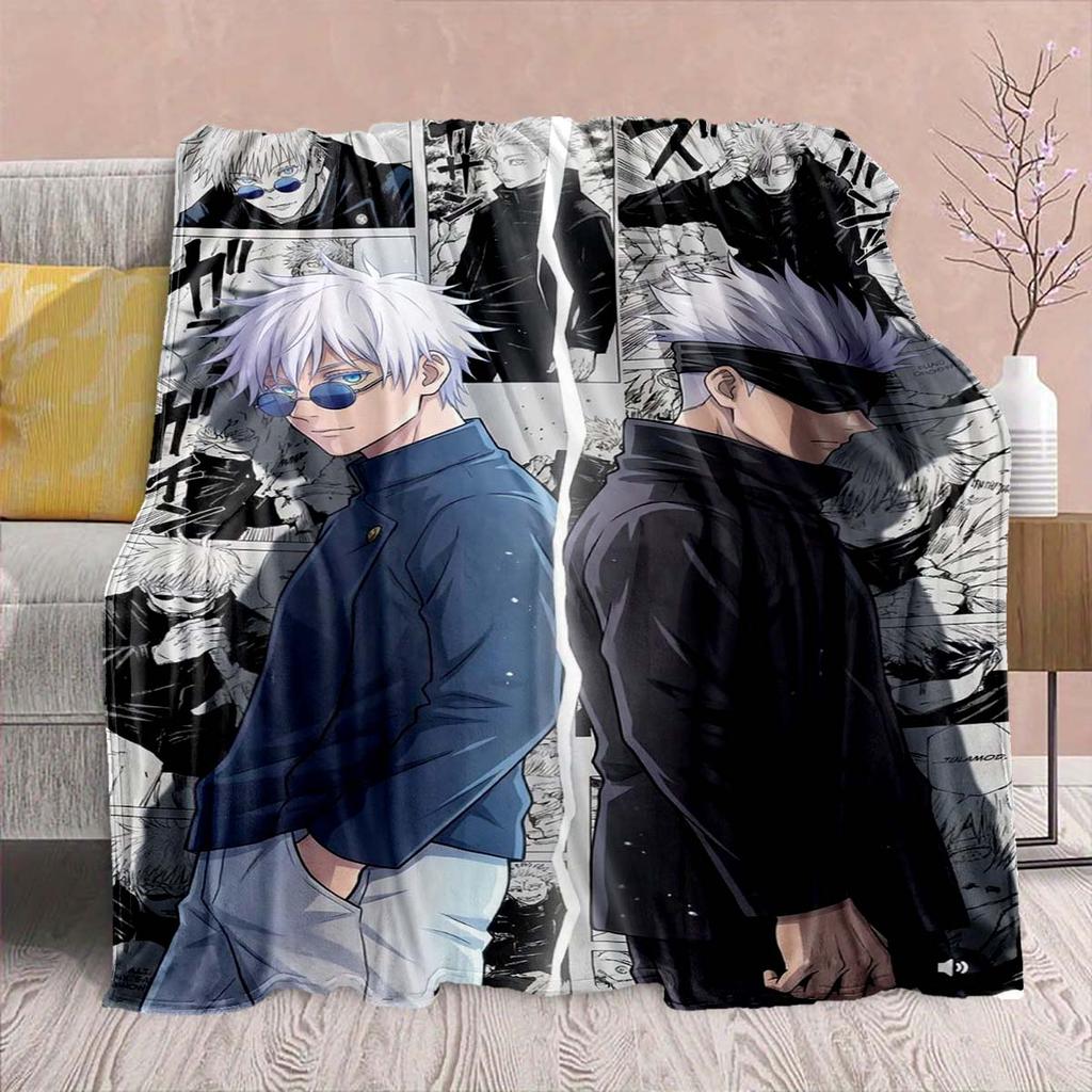 Couverture Flanelle Anime Jujutsu Kaisen - Douce Chaude Parfaite pour Canapé, Literie Camping Voyage Bureau Décoration Maison