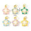 2Pcs Flower Charms Enamel Acrylic Imitation Pearl Brass 18K Gold Plated Pendants For DIY Necklace Jewelry Making 18mmx13mm