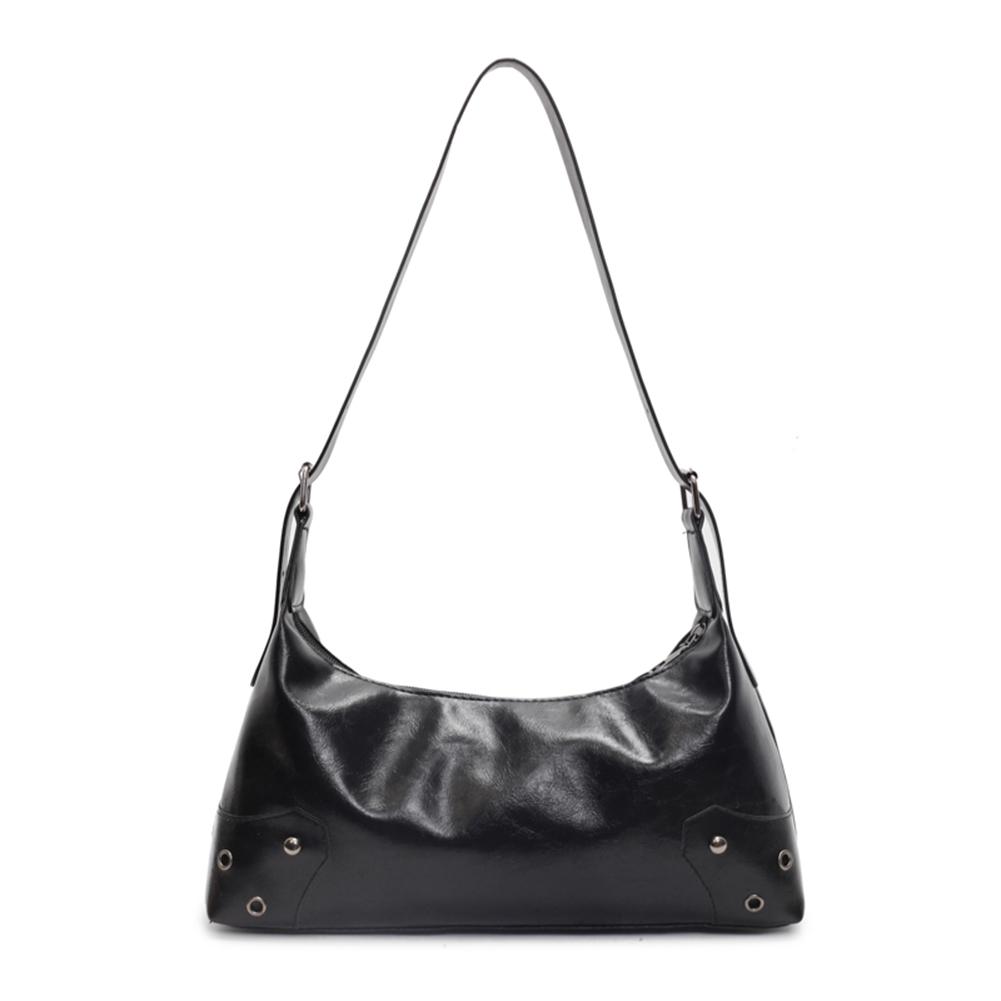 Women Retro Rivet Shoulder Bag PU Leather Metal Stud Handbag Large Capacity Soft Leather Armpit Bag Fashion Ladies Underarm Bag