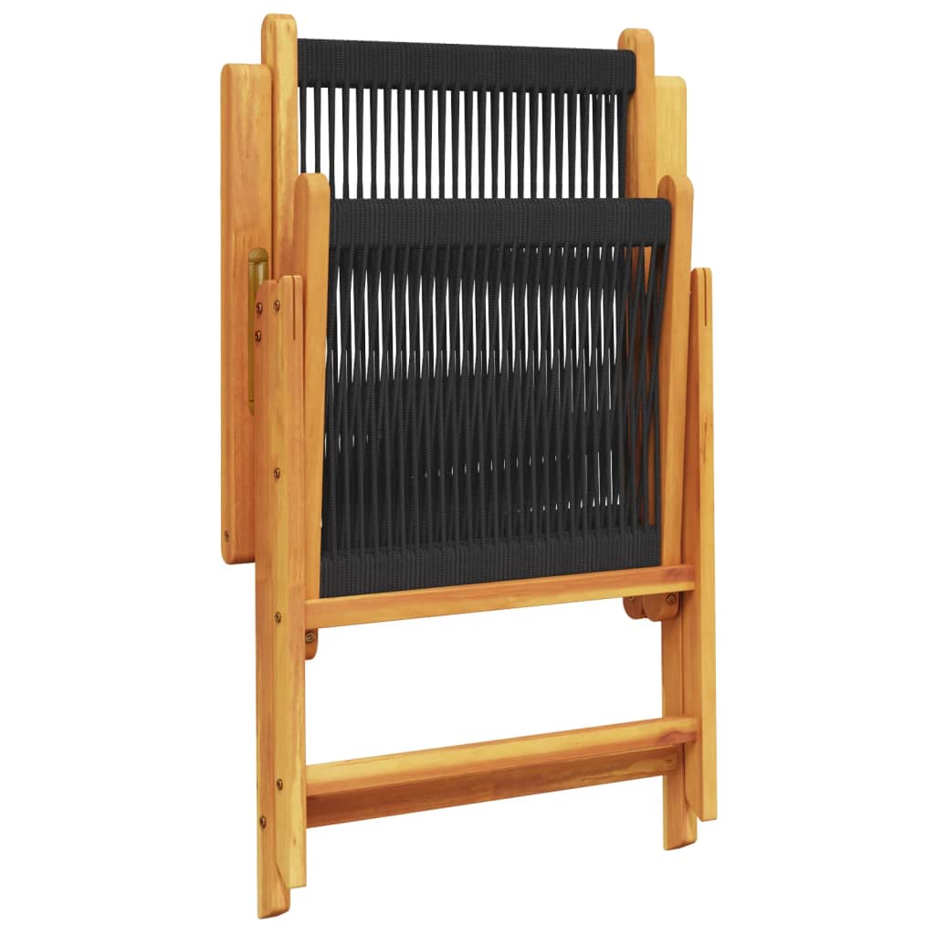 Garden Chairs 2 pcs Black Solid Acacia Wood and Polypropylene