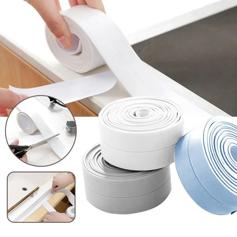 Shower Bath Sealing Tape Strips PVC Self Adhesive Sticker for Bathroom Kitchen Seal Caulk Strip Waterproof Wall Sink Mold Proof