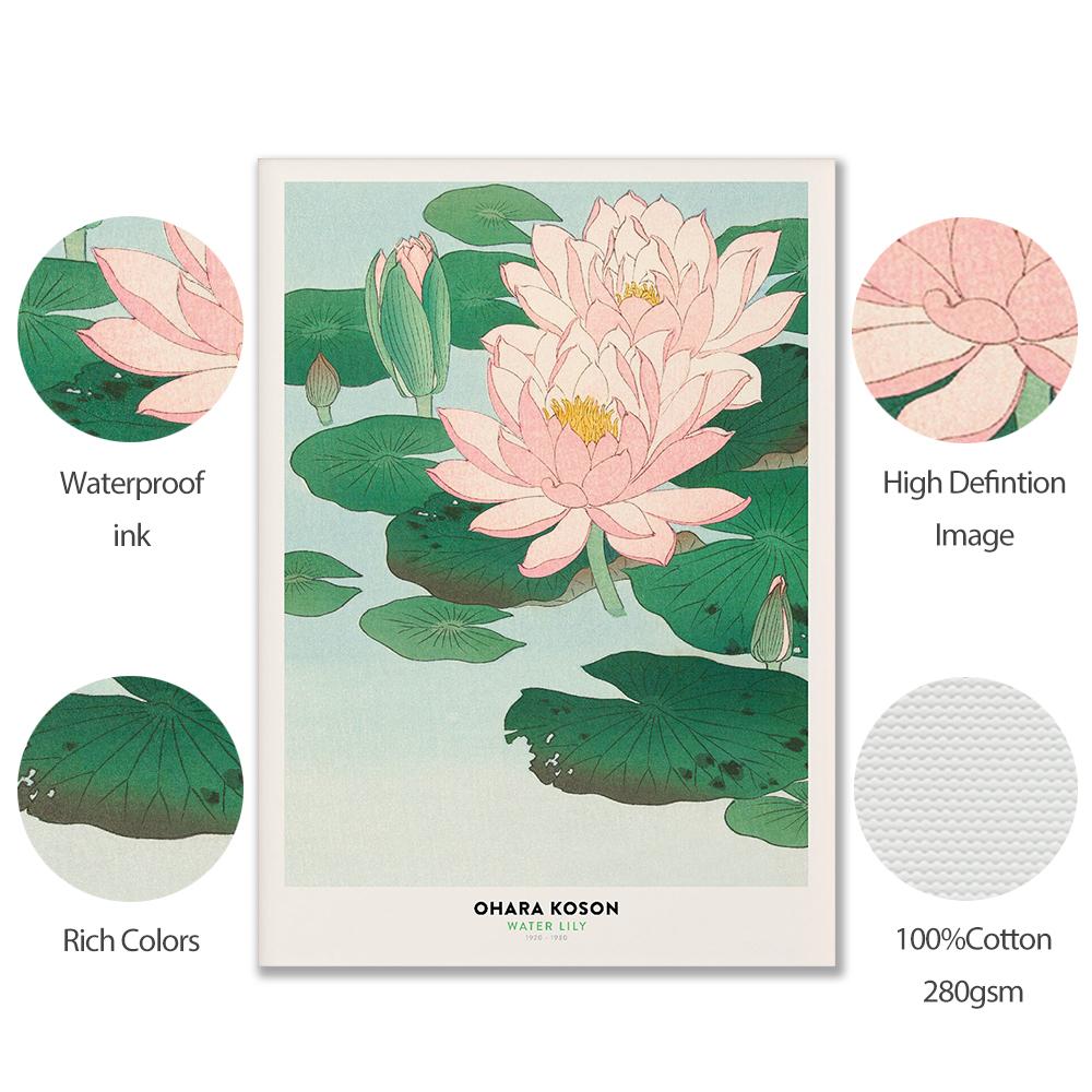 Japan Classic Painting Art Canvas Print Vintage Hokusai Great Wave Ohara Goldfish Lotus Poster Pictures Living Room Home Decor