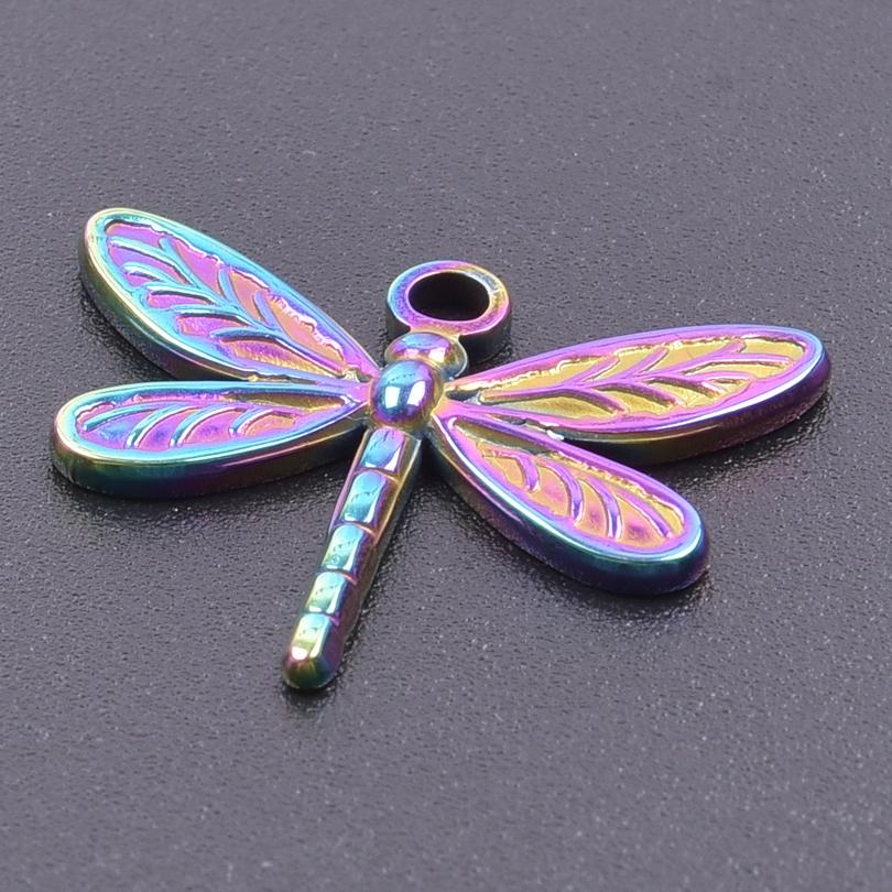 Fashion Rainbow Color Stainless Steel Butterfly Charms For Jewelry Making Supplies Animal Pendant Charm Bee Wolf Insect Findings