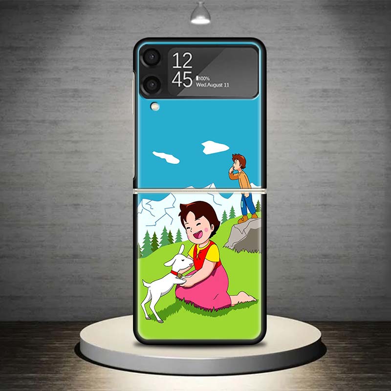 Heidi Cute Cartoon Phone Case For Samsung Galaxy Z Flip 7 6 5 4 3 5G Shockproof Cover Z Flip7 Flip6 ZFlip5 Flip3 Flip4 Luxury Sh