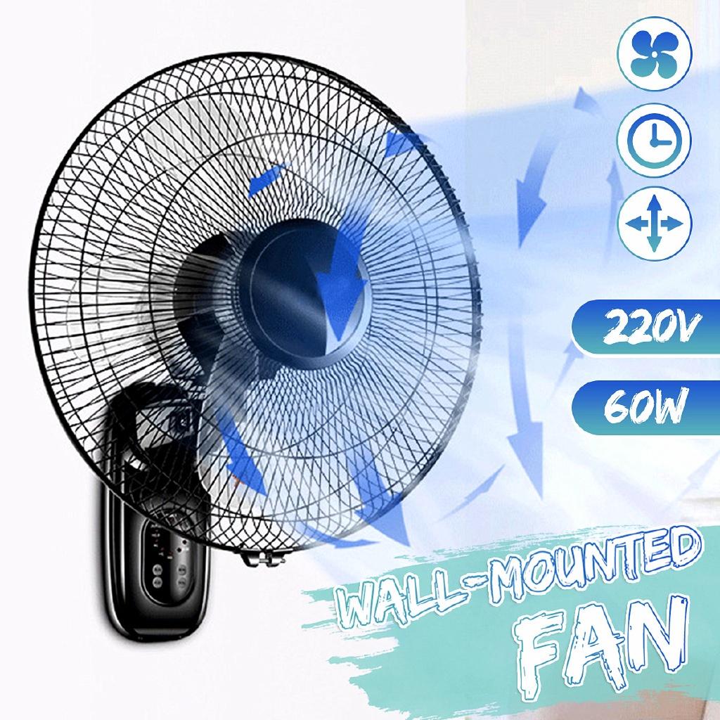 Ventilador Elétrico de 5 Pás Resfriador de Ar Ventiladores Multifuncionais Ventilador Elétrico Doméstico 16 polegadas Pendurar na Parede Montado na Parede Preto
