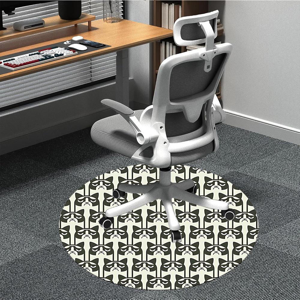 1pc Grumpy Cats Pattern Office Round Area Rug, Mat Suitable For Office, Under Office Chairs Bedroom Living Room Home Decor, Room Deco