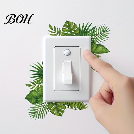 Switch Decal Removable Plants Flower Sticker, Decorative Green Leaf Floral Bunny Light Paint Safe Sticker Socket Decal, DIY Art Murals for Kids Girls