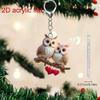 Flat Owl Keychain Acrylic Rearview Mirror Hanging Ornament Gifts Car Ornament  Car Interior Decor