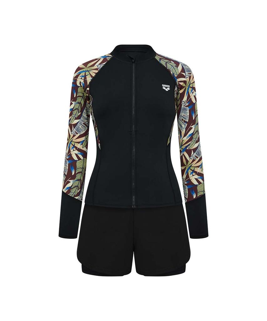 Alena Reef Leisure Zip-Up Rash Guard Set A4Bl1Ps13Blk