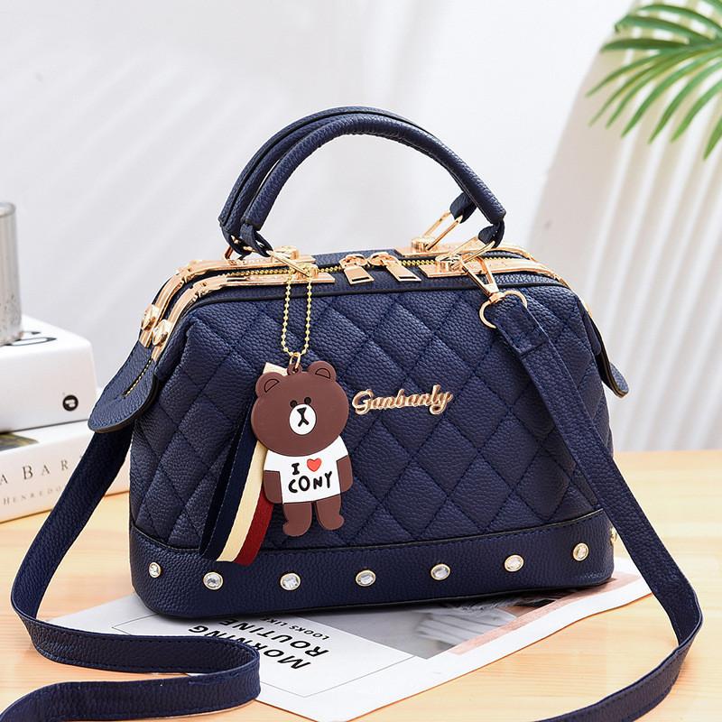 

Stylish Pillow Bag 2023 Autumn Winter Handbag Large Atmospheric Steel Clip Diamond Grid Shoulder Crossbody Bag синий