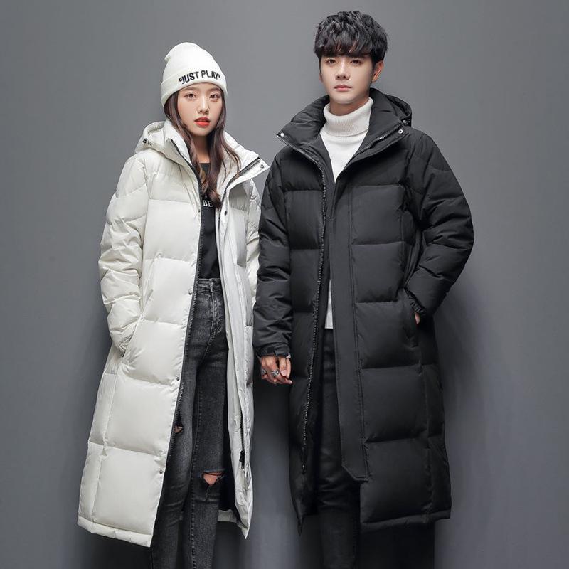 Men's Winter Hooded Down Jacket - Thick, Warm, Fashionable, Long Style for Couples