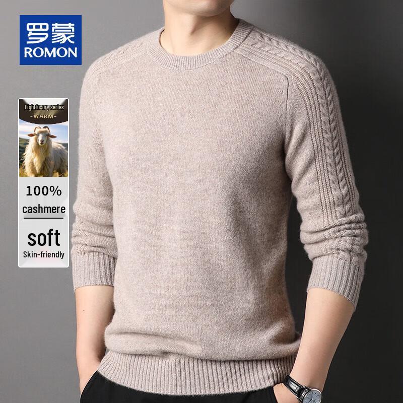 

ROMON Men s 100% Pure Cashmere Thickened Crew Neck Sweater 3XL