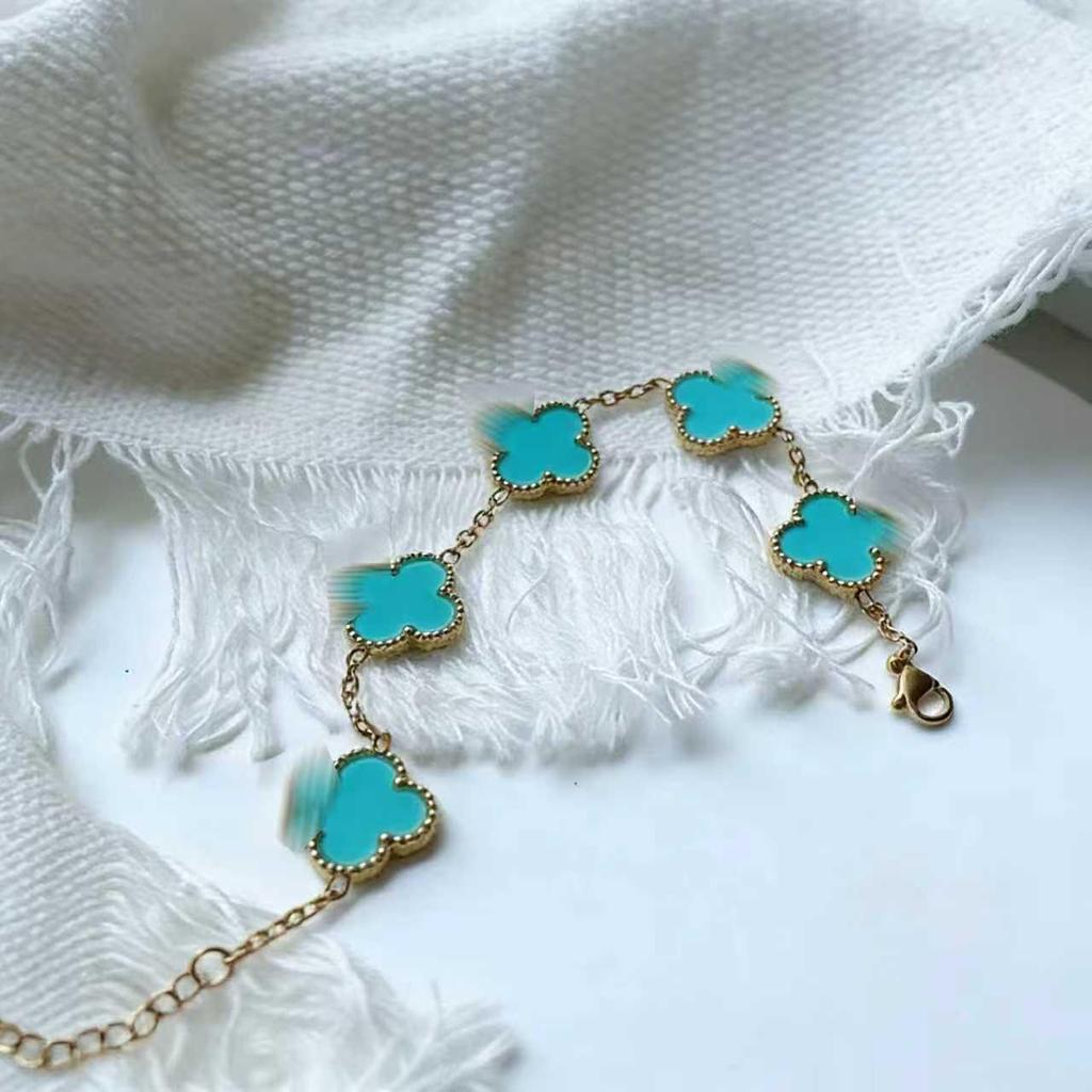 Pulsera de trébol de cuatro hojas de 15 mm - Joyería clásica de cinco flores, oro de 18k, no se decolora.