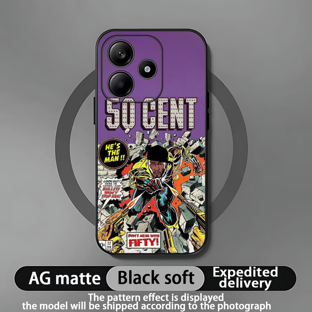 Fashion hot Rapper 50 Cent Phone Case For Xiaomi Redmi Note 14 13 12 11 Pro Plus S 5G 4G Soft Black Phone Cover