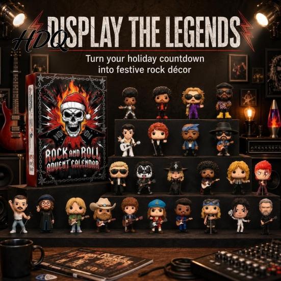 Heavy Metal Holiday Gift Set Rock And Music Advent Calendar 2026 24 Day Countdown with Iconic for Lovers Band Figurines Pins Unique Gifts Hard Fans