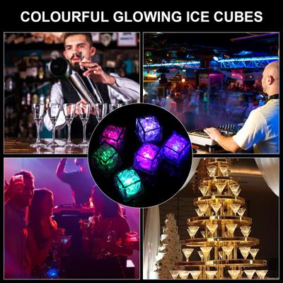 Set of 12 Eye Catching LED Ice Tray Luminous Water Activated Ice Cube for Beverages Jewelry Colorful Wine Decorations