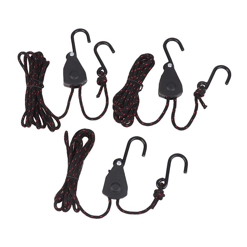 1/8 Inch Adjustable Hanging Rope Clip Tensioner Fixed Buckle Lights Lifting Awning Wind Rope 1Set Pulley Ratchets Camping Tool