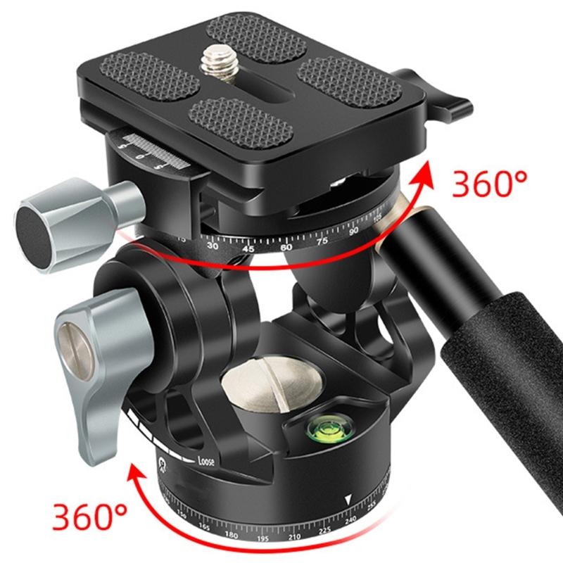 Double Panoramic Tripod Fluid Head Mini Pan Tilt Head Quick Release Plate and Handle For DSLR And Small Video Cameras