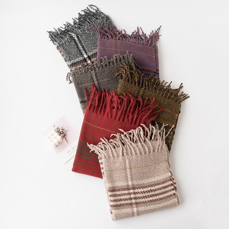 Imitation Cashmere Plaid Printed Tassel Scarf High End Women's New Soft and Warm Scarf