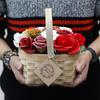 Soap Flower Bouquet Large Red Wicker Basket