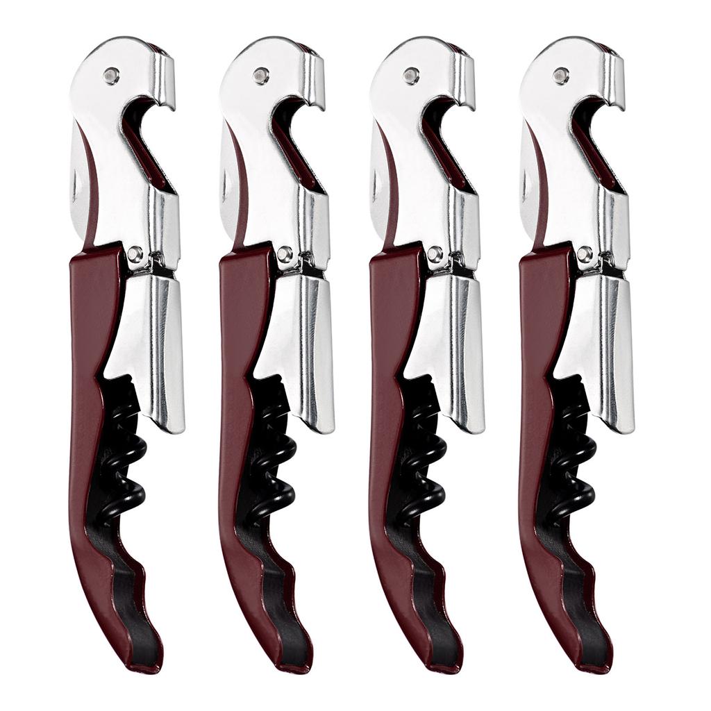 4/6/10Pcs Professional Waiters Corkscrew Stainless Steel Wine Key with Ergonomic Wood Grip Beer Bottle Opener and Foil Cutter